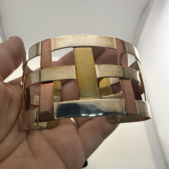 RLM Studio Robert Lee Morris Bracelet Cuff Sterling Silver Copper Brass Woven - Picture 13 of 13